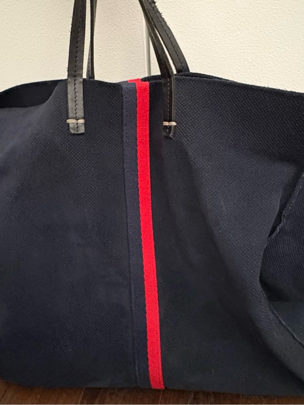 Clare V Navy Tote with Red and Blue Center Stripe - Picture 4 of 7